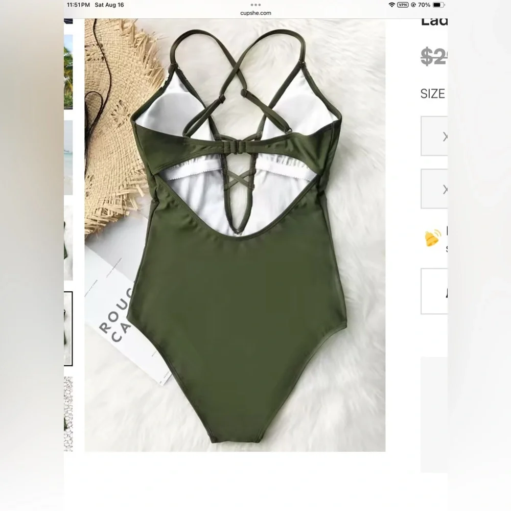 Women's Vintage One Piece Swimsuit Tummy Control Halter Swimwear Bathing Suit - Picture 3 of 3